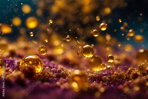 macro photography of yellow golden microparticle systems, nanoparticles scientific background