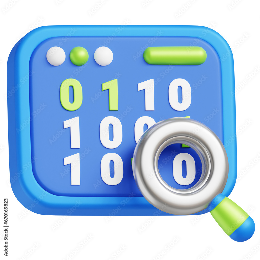 3D Binary code icon illustration render 3D Binary code icon illustration render