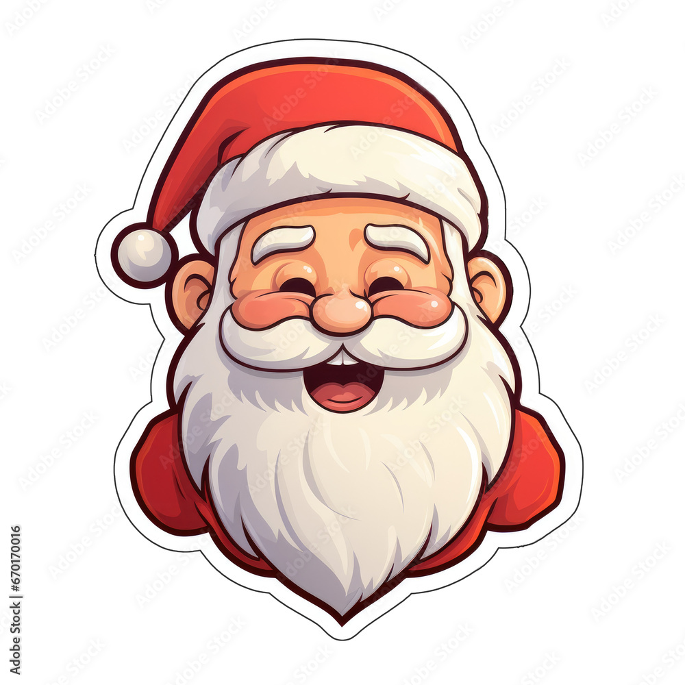 Drawing sticker of a smiling and funny Santa claus for Christmas Drawing sticker of a smiling and funny Santa claus for Christmas