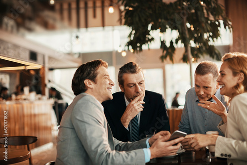 Business people having a meeting in a cafe