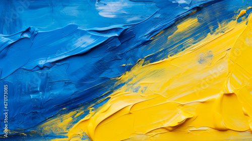 Ukrainian blue and yellow paint with oil strokes, background