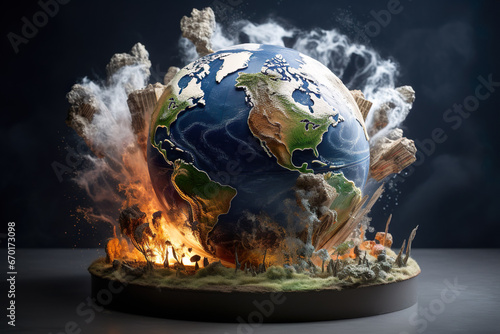Earth in Crisis. A World on Fire, Disaster Concept