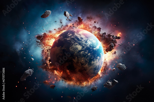 Fototapeta Global Catastrophe. Earths Fire Apocalypse