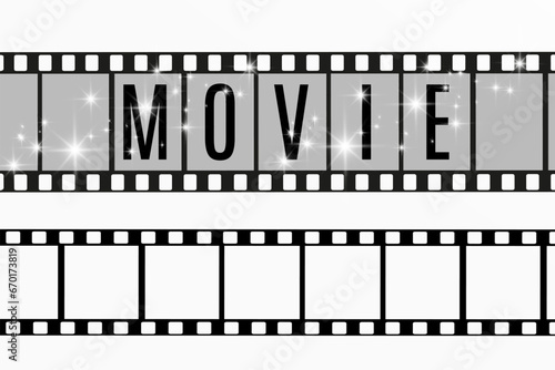 Set of film vector stripes isolated on transparent background.Film strip roll. Vector cinema background.	
