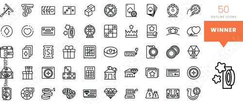 Set of minimalist linear winner icons. Vector illustration