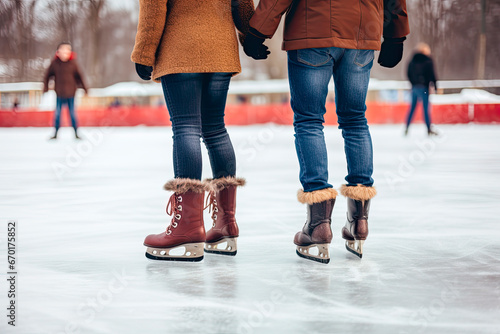 Close up of a couple ice skating