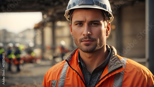 Step onto the construction site with this image, where a capable worker dons the necessary safety gear, emphasizing the importance of a secure work environment
