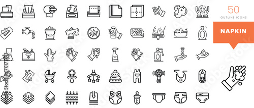 Set of minimalist linear napkin icons. Vector illustration