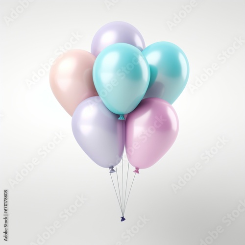 pastel colors baloon, on white background, AI generation 