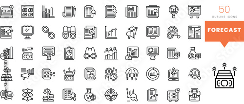 Set of minimalist linear forecast icons. Vector illustration