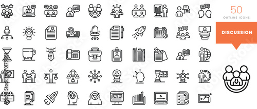 Set of minimalist linear discussion icons. Vector illustration