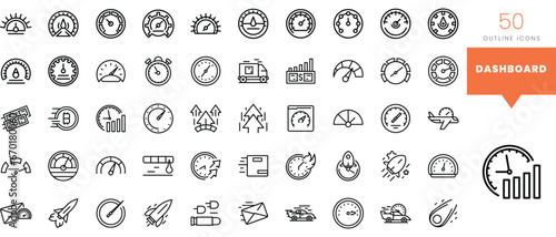 Set of minimalist linear dashboard icons. Vector illustration