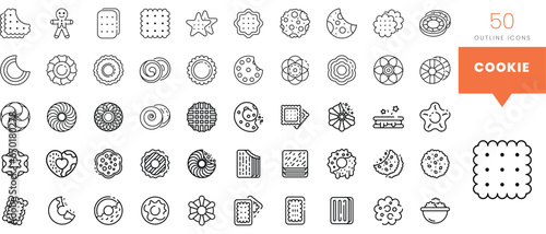 Set of minimalist linear cookie icons. Vector illustration photo