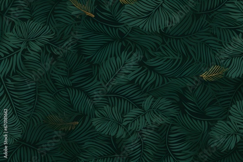 Luxury Nature green background vector. Floral pattern, Tropical plant line arts, Vector illustration.. 