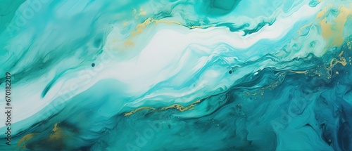 Abstract turquoise green gold painted oil acrylic painting on canvas, art background wallpaper texture illustration © DZMITRY