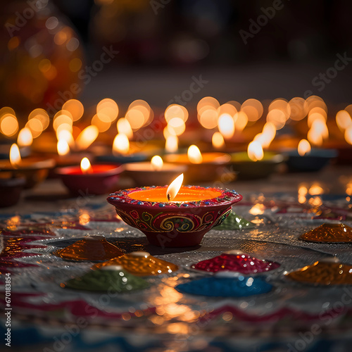 Diwali, Hindu festival of lights,  celebration, Indian religions; holiday; Dipawali, clay lamps photo