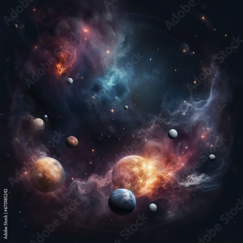atmospheric smoky outer space galaxy illustration background