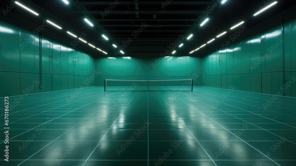 A tennis court with a net in the middle of it. Generative AI. A tennis court with a net in the middle of it. Generative AI.