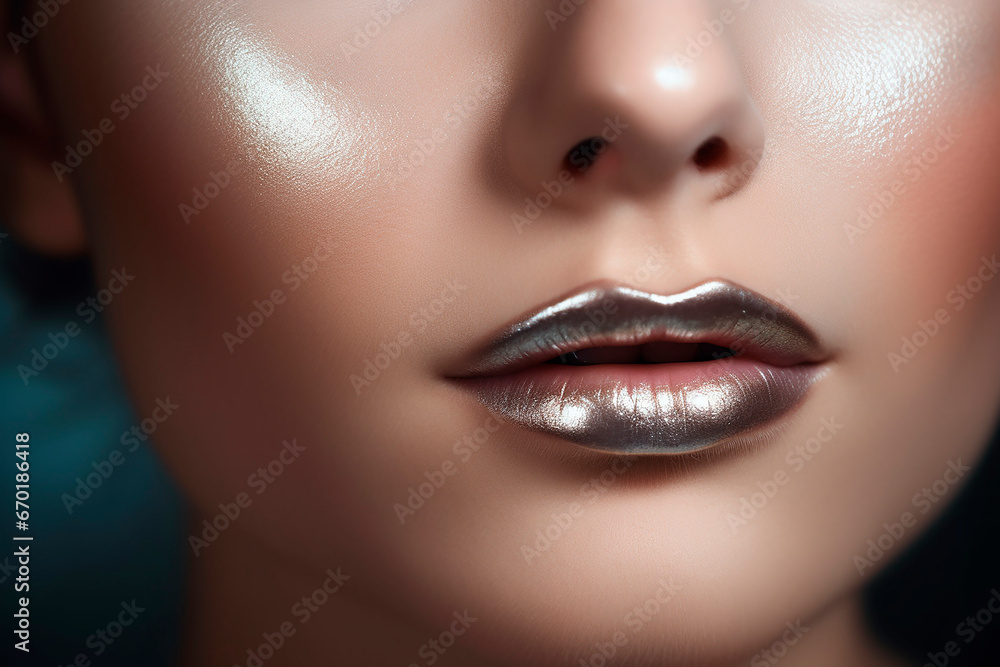 Fototapeta premium macro shot of colorful beautiful lips from a female model