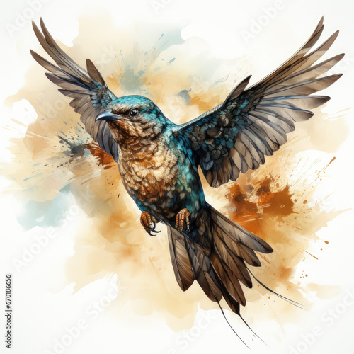 Waterco Nighthawk white background illustration, Generative Ai photo