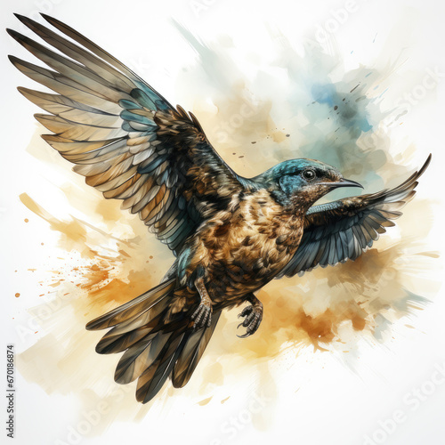 Waterco Nighthawk white background illustration, Generative Ai photo