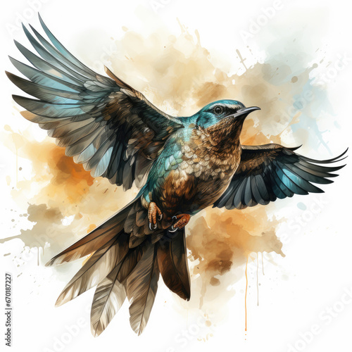 Waterco Nighthawk white background illustration, Generative Ai photo