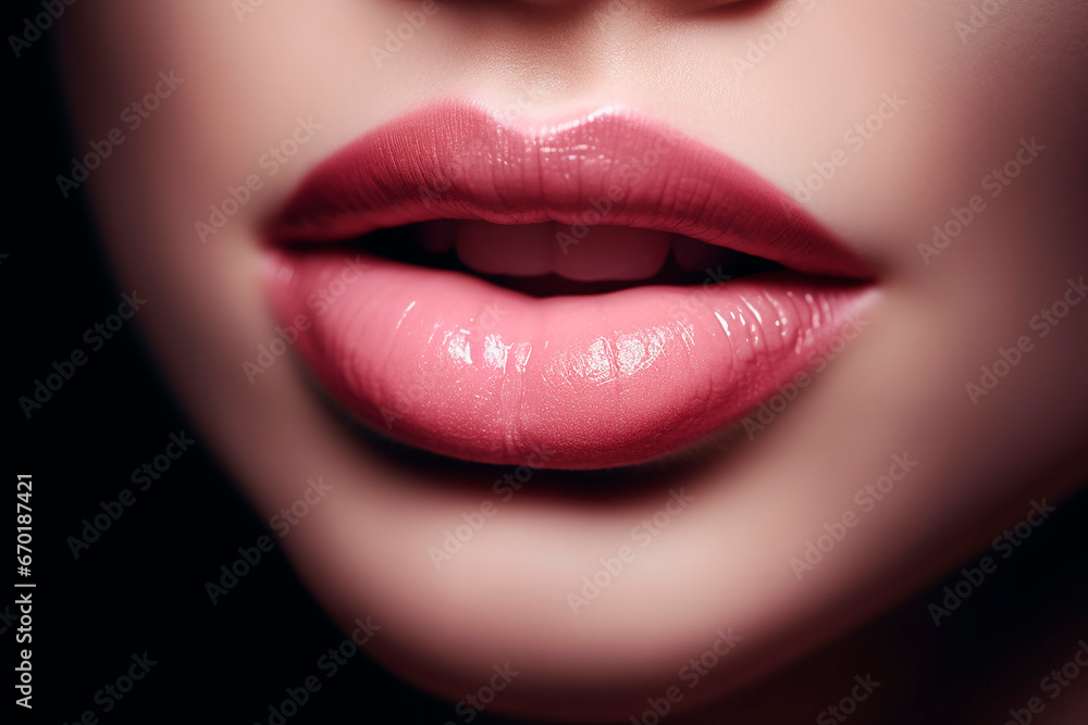macro shot of colorful beautiful lips from a female model macro shot of colorful beautiful lips from a female model