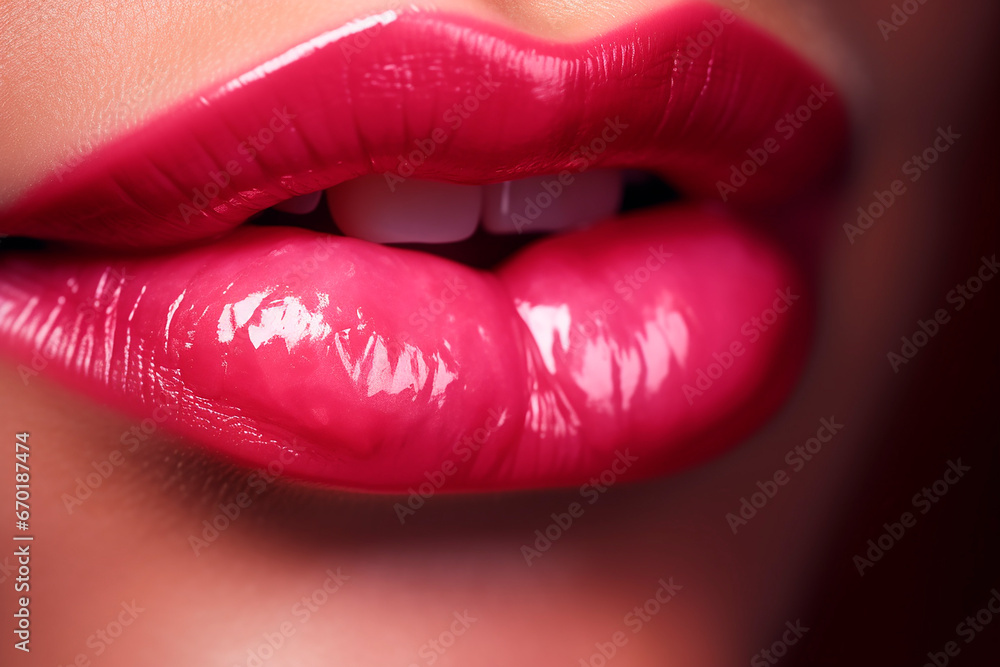 macro shot of colorful beautiful lips from a female model macro shot of colorful beautiful lips from a female model