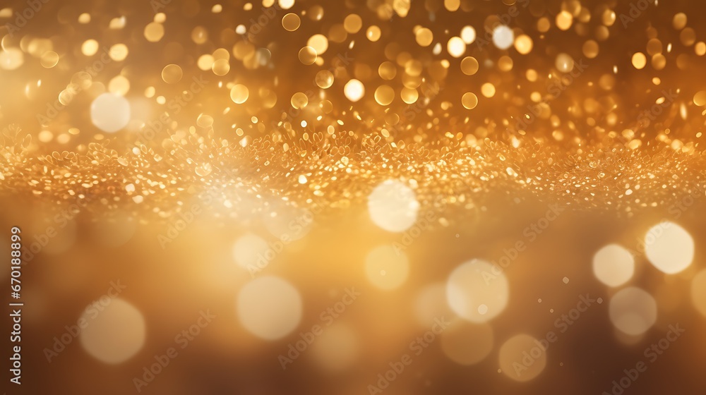 golden sparkling particles and bokeh lights, holiday concept. background with gold foil texture golden sparkling particles and bokeh lights, holiday concept. background with gold foil texture