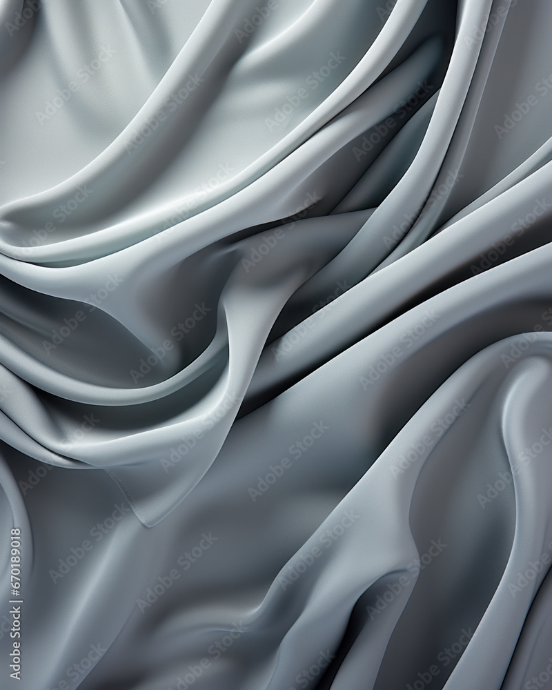 Obraz premium Background of flowing shiny gray silver satin or silk, fashionable bright background of smooth silky fabric