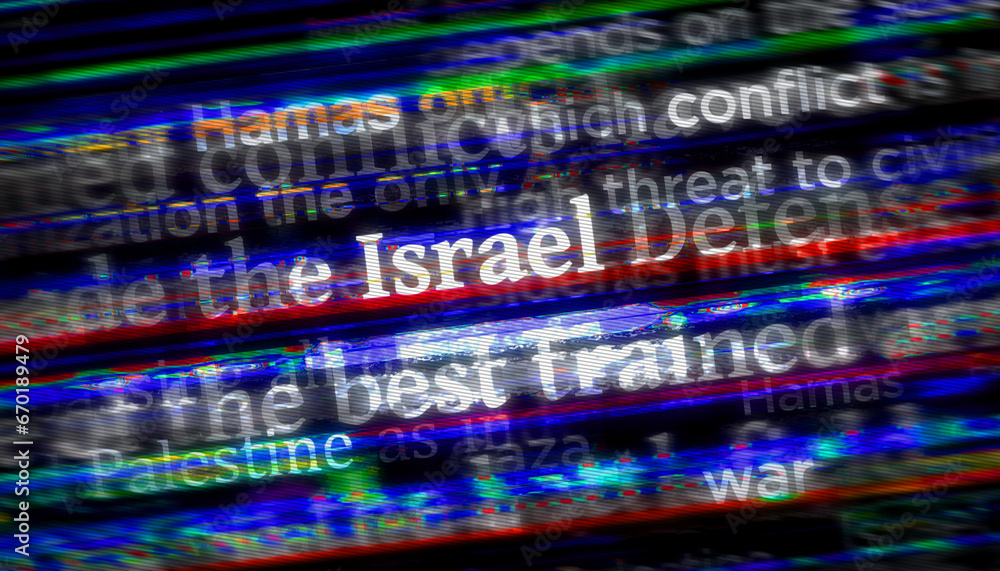 Fototapeta premium Israel Hamas Palestine conflict war news titles illustration