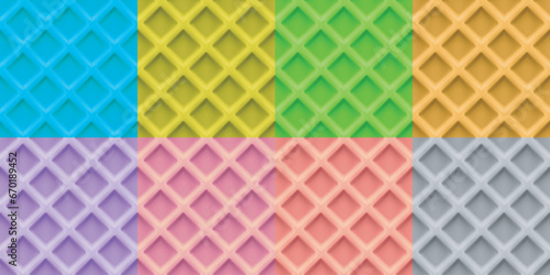 various colors realistic waffle designs in set