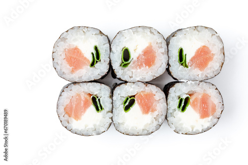 delicious maki with salmon on a white background for food delivery site 3