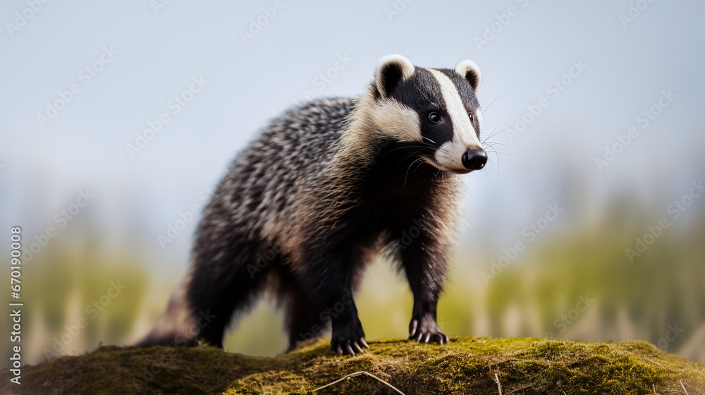 Badger standing on top of white background. Badger standing on top of white background.