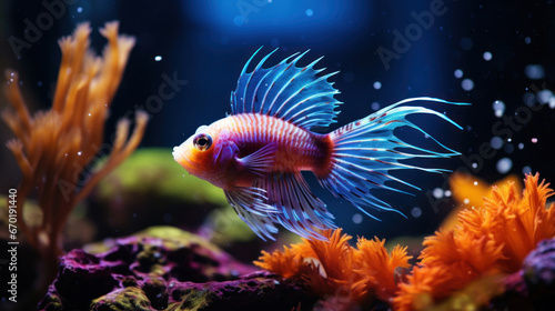 A magical underwater world with various beautiful fish  a seascape with exotic tropical fish