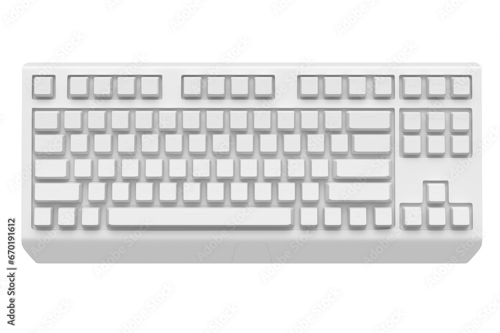 Computer keyboard with rgb colors isolated on white monochrome background.