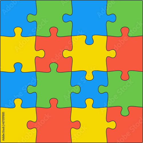 Puzzle icon on white background, vector