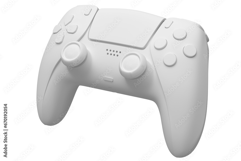 Video game joystick on white monochrome background. Concept of winner awards Video game joystick on white monochrome background. Concept of winner awards