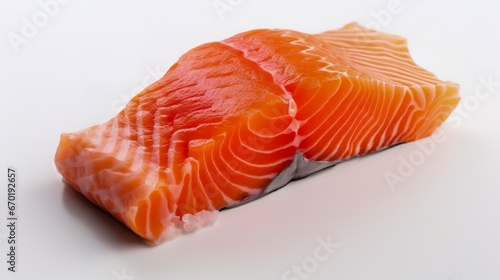 Chopped fresh raw salmon isolated on white.
