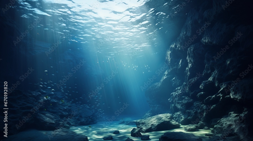 Serene Underwater Cave with Ethereal Lighting Serene Underwater Cave with Ethereal Lighting