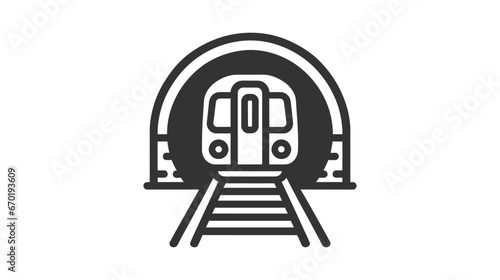 Train in the tunnel icon, illustration front view design template isolated on white background