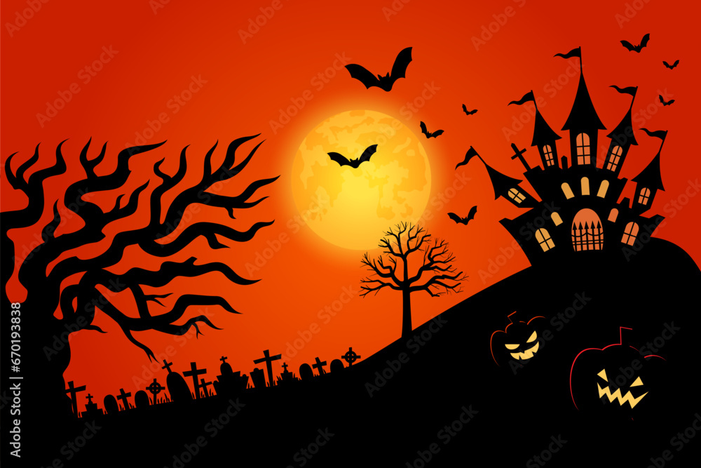 Halloween landscape background vector design