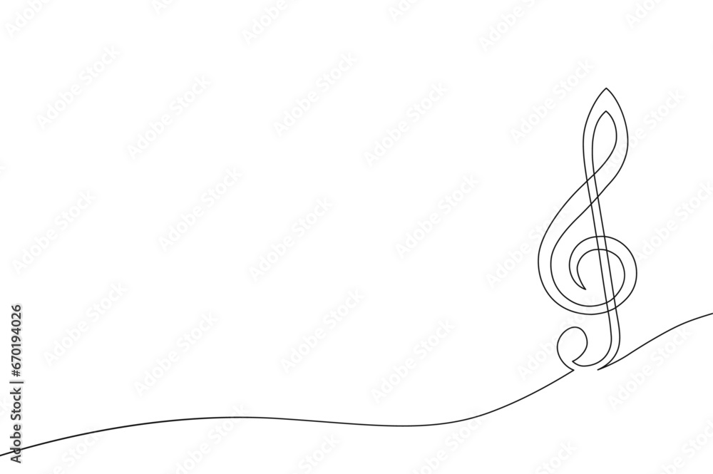 Music clef one line. Art note. Continuous line drawing. Hand draw concert. Outline vocal icon. Concept school musical notes. Sketch black notes isolated on white background. Vector illustration Music clef one line. Art note. Continuous line drawing. Hand draw concert. Outline vocal icon. Concept school musical notes. Sketch black notes isolated on white background. Vector illustration