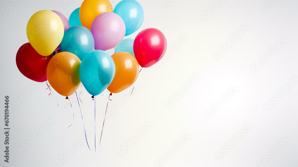 Colourful balloons on white background.
