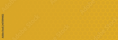 Abstract vector yellow seamless pattern hexagonal banner with copy space.