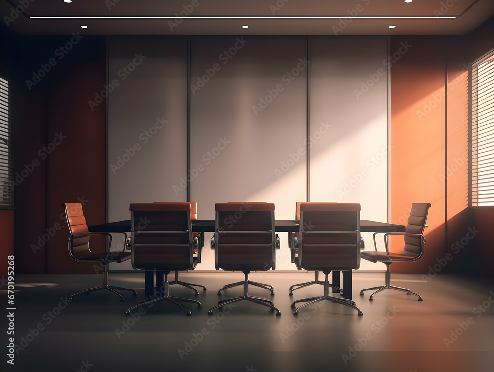 Empty conference room with desk and chairs, business meeting room, empty seminar or training room, business discussion area, business meeting room interior Empty conference room with desk and chairs, business meeting room, empty seminar or training room, business discussion area, business meeting room interior
