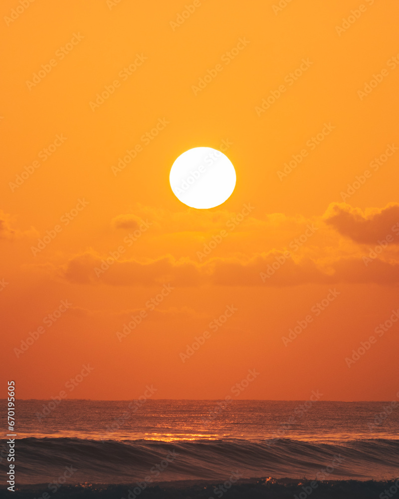 Morning golden sunrise background  from the beautiful coast of puerto rico playa aviones loiza beach 