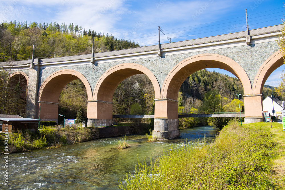 Fototapeta premium Railway bridge as part of the historical Semmering railway in Austria