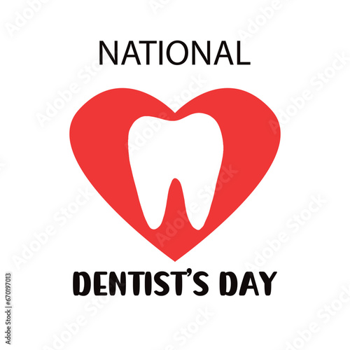 Teeth with heart. Concept Dental care National dentist's day