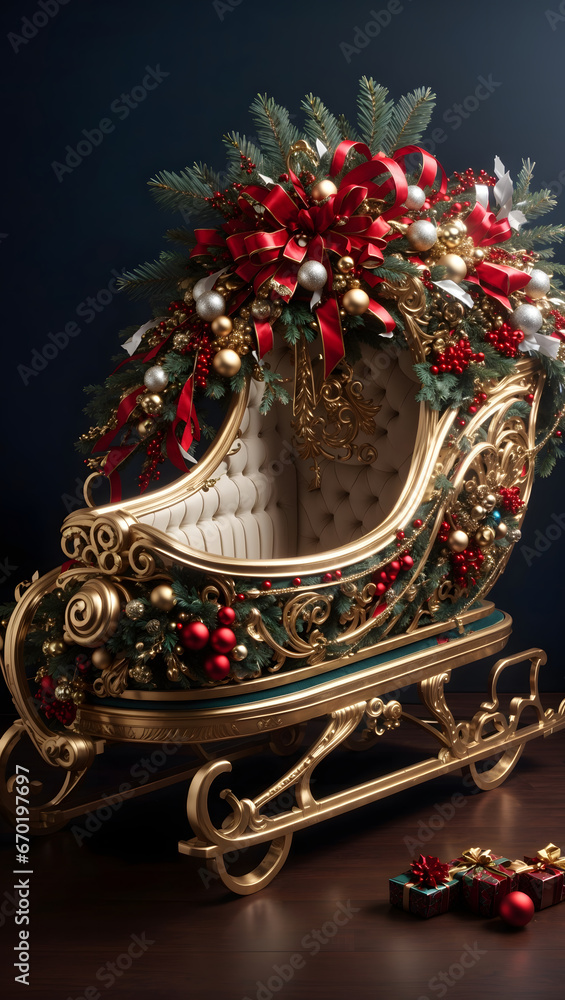 Obraz premium Elegant Red and Green Sleigh